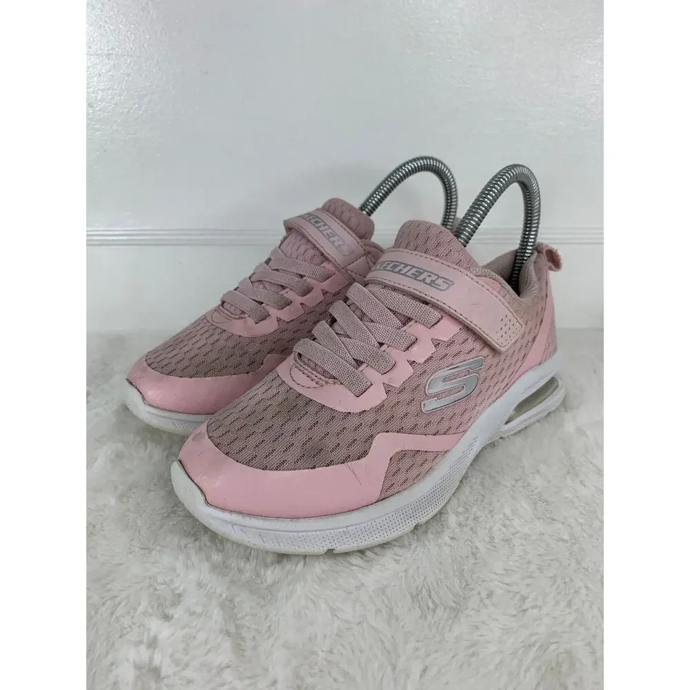 Skechers Microspec Max Light Pink Sneakers Elastic Laces Youth Size 2